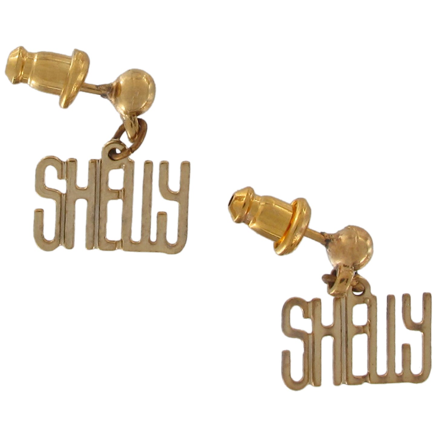 Vintage The Name Game Gold Tone Earrings - Shelly