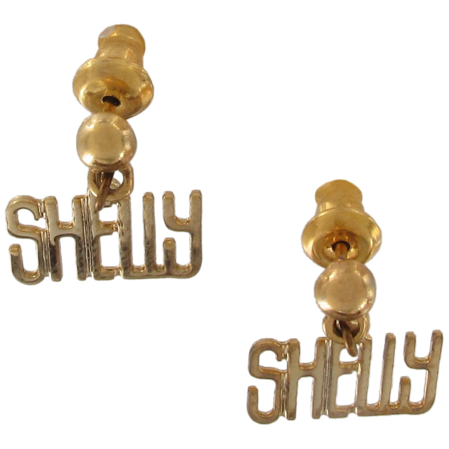 Vintage The Name Game Gold Tone Earrings - Shelly