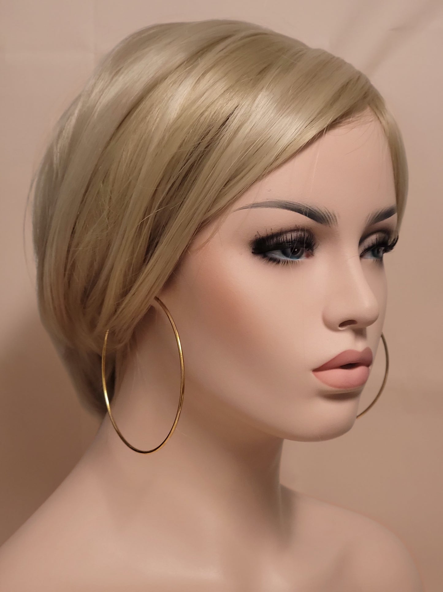 Streetstyle Gold Tone Hoop Pierced Earrings 1.5mm  3 1/2"