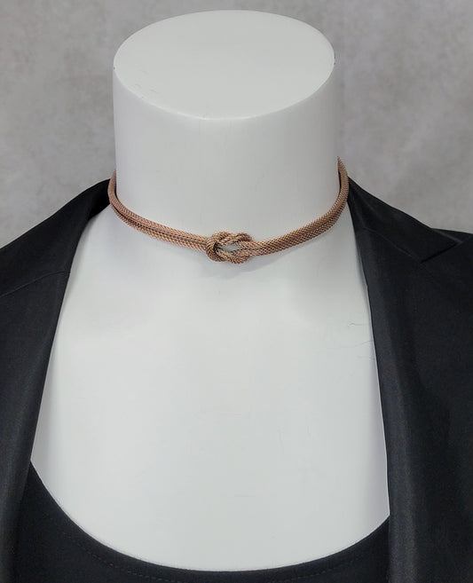 Ky & Co Rose Gold Tone Mesh Knot Choker Necklace  11.5 -14" Made in USA