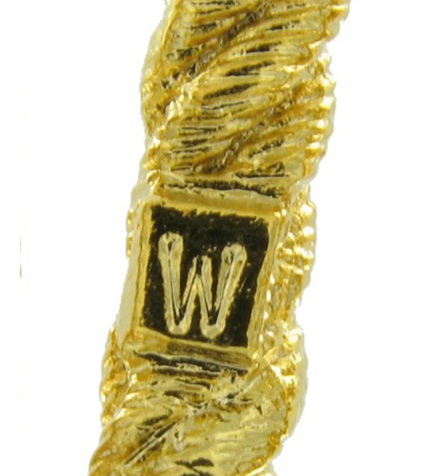 Large Big Script Cursive Gold Tone Rope Initial Letter "R" Pin Brooch 2 1/2"