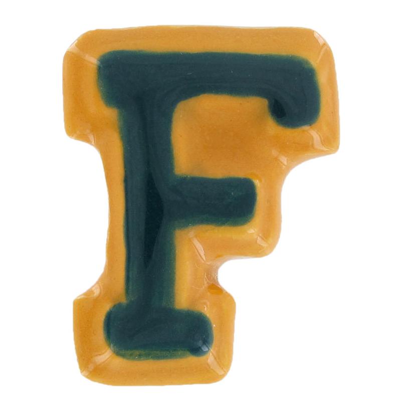 F Blue Initial Lapel Tie Pin Brooch Alphabet Letter Ceramic College Varsity 1"