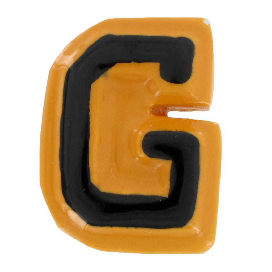 G Black Initial Lapel Tie Pin Brooch Alphabet Letter Ceramic College Varsity 1"