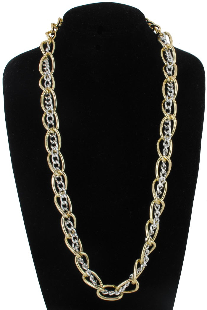 New Gold Silver Tone Chunky Chain Link Necklace 24"