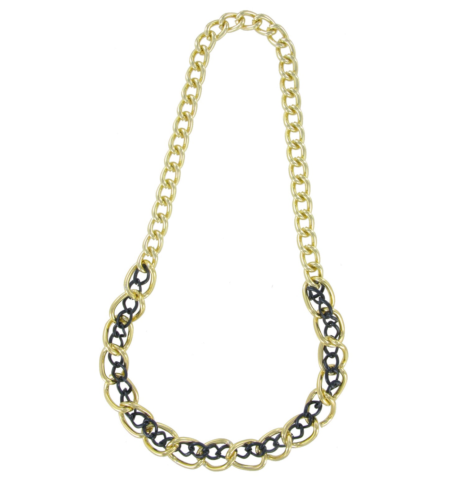 Necklace Chain Black Big Chunky Gold Tone Link 23"