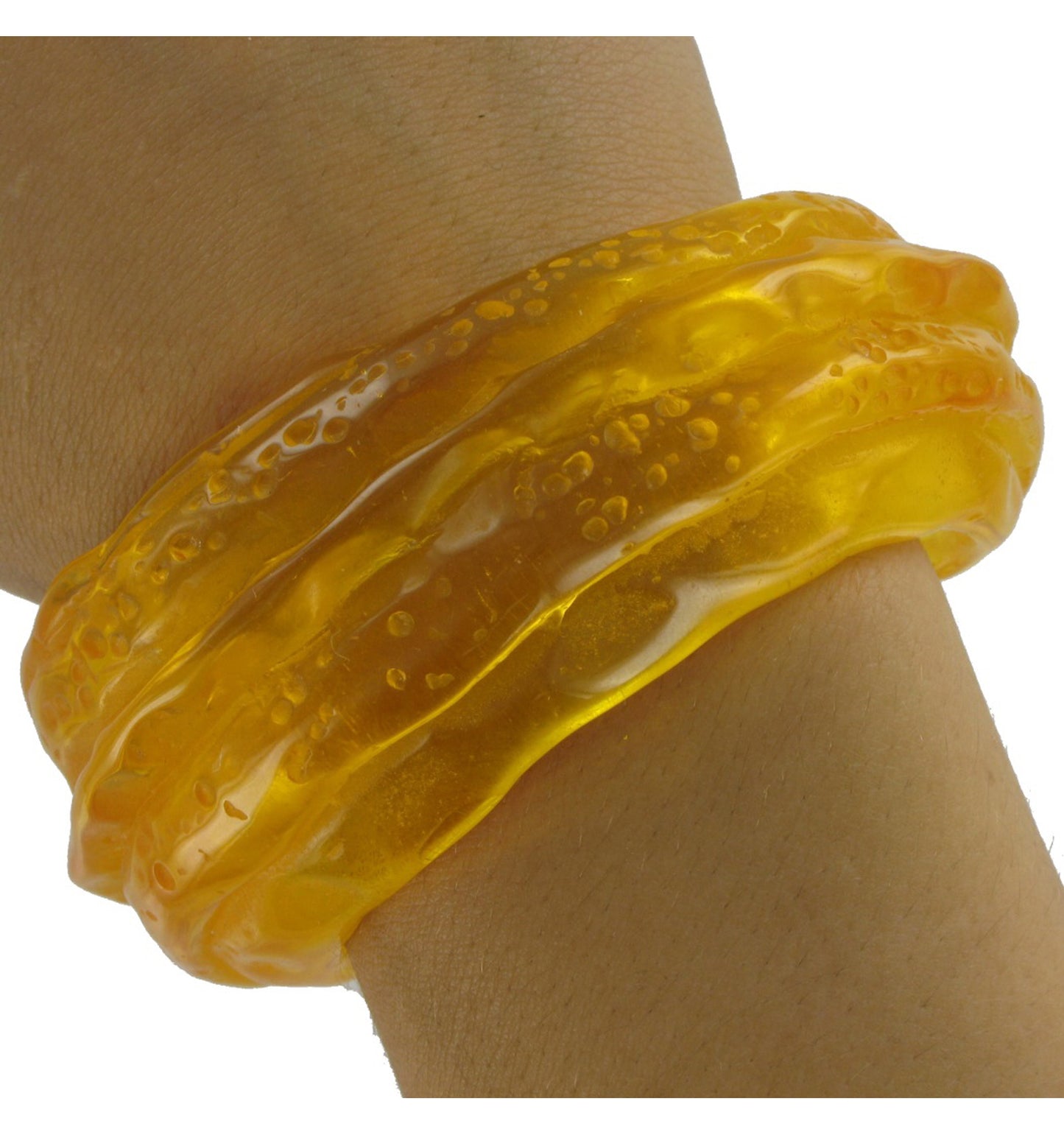 Large Statement Bracelet Wide Orange Lucite Chunky Morphed Cuff