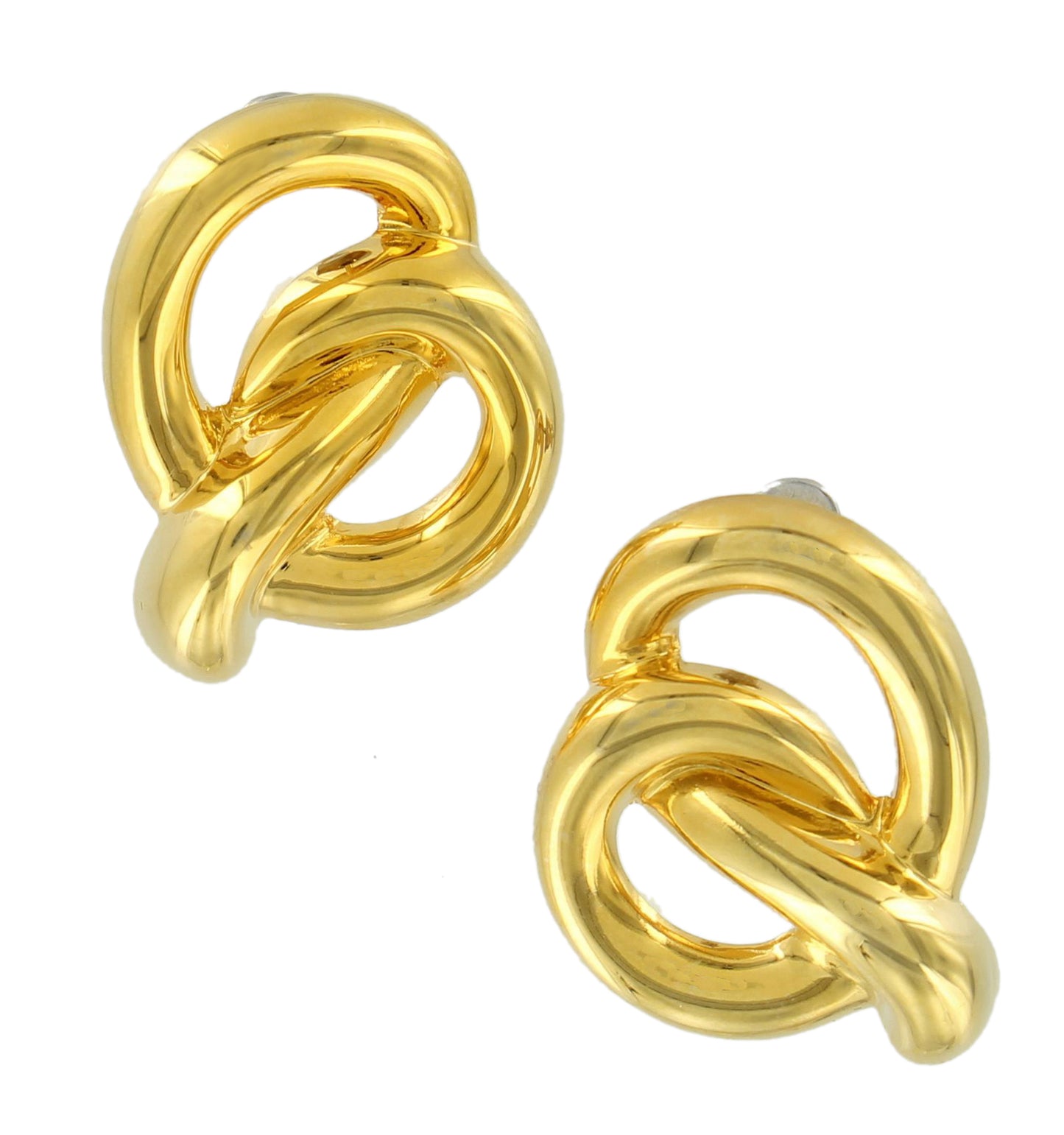 Knotted Pretzel Gold Tone Pierced Earrings 1"