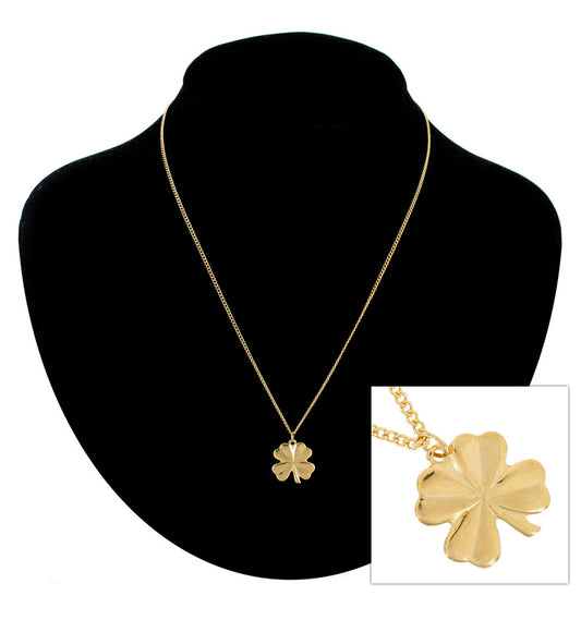 Necklace Pendant Gold Tone Four 4 Leaf Clover Good Luck 16" Chain Ky & Co  USA