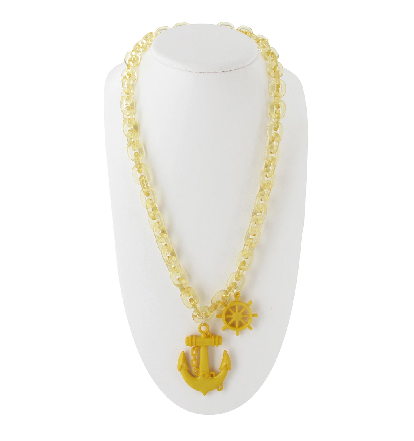 Sailor Yellow Anchor Captains Wheel Chunky Chain Pendant Necklace