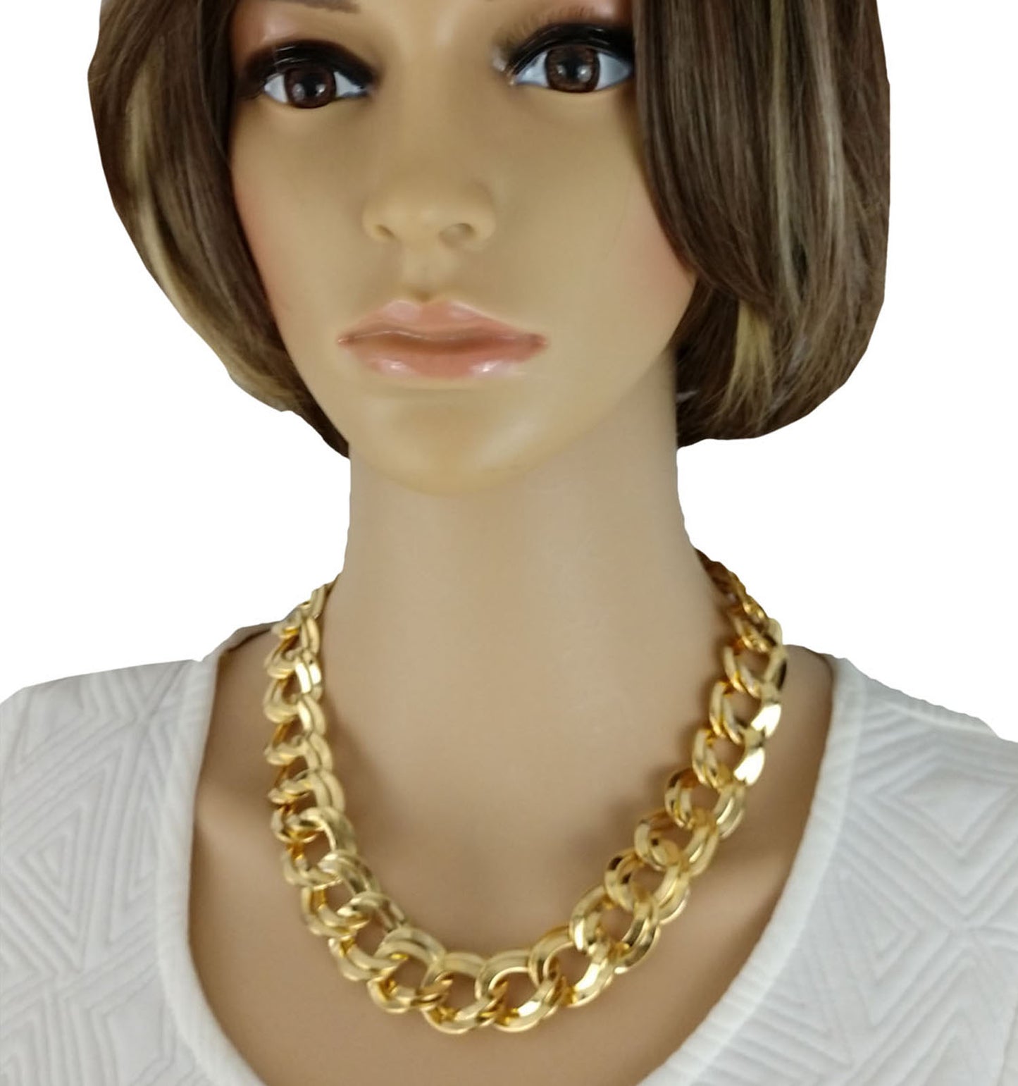 Ky & Co Double Link Thick Chain Necklace Gold Tone Chunky 18" Made in USA