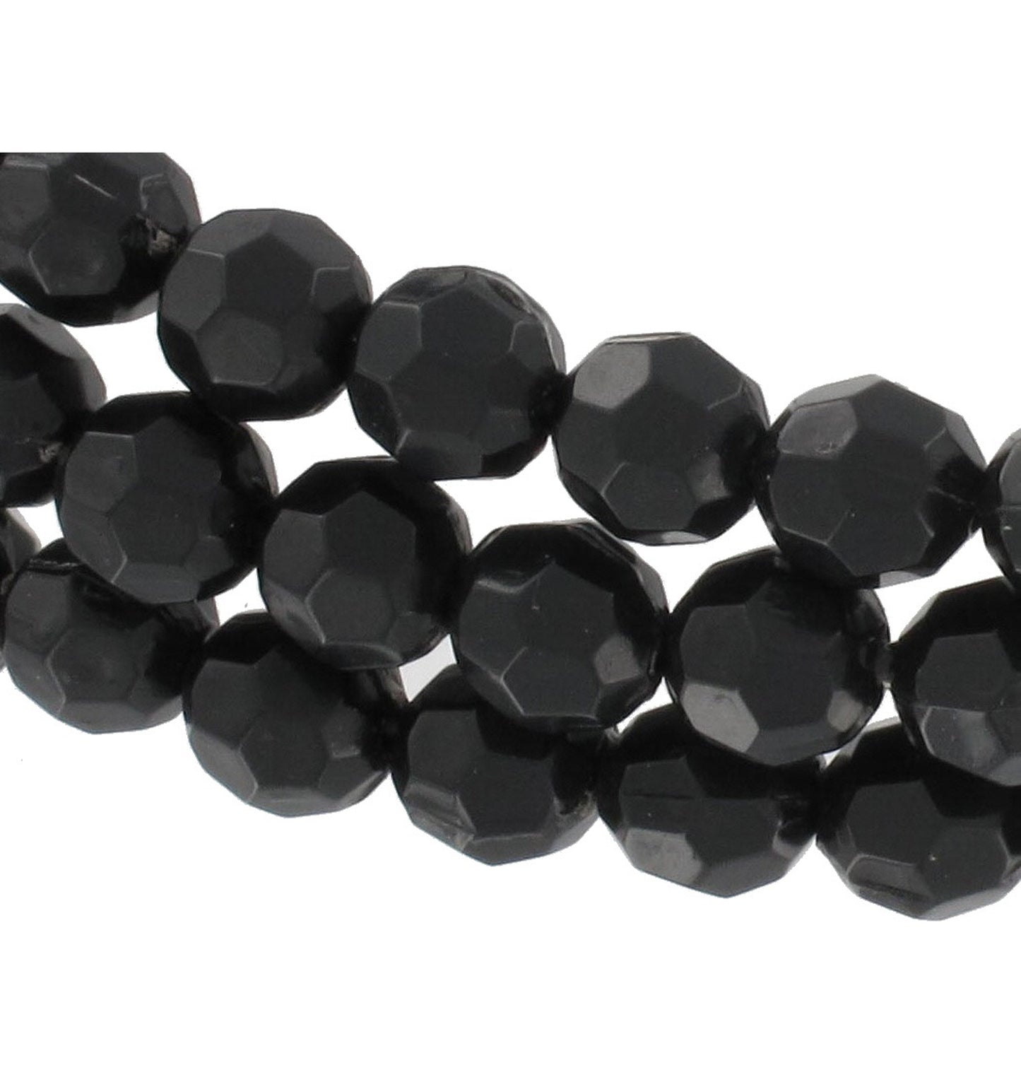 Black Faceted Beaded Multi Strand Large Adjustable Choker Necklace 16-19"