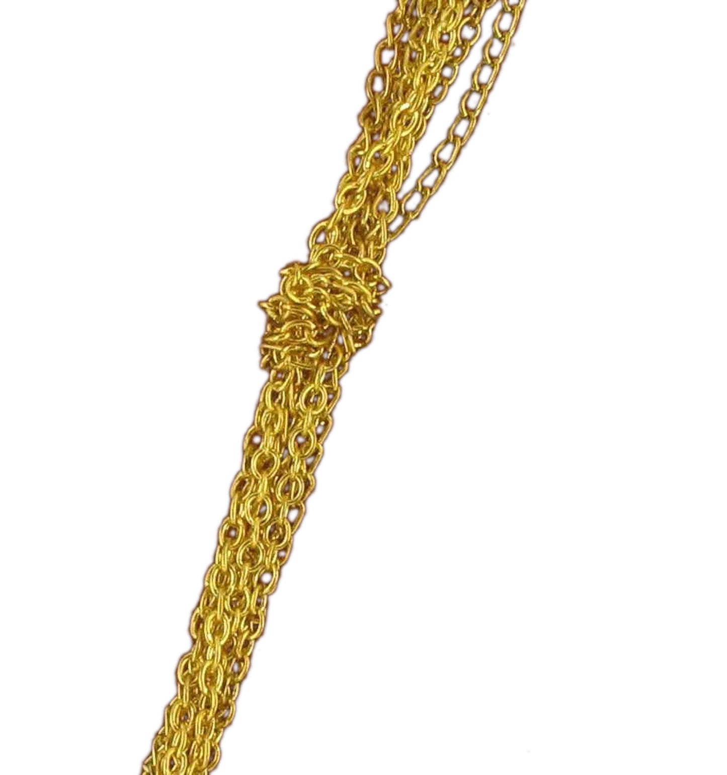 Multistrand Gold Tone Chain Tassel Black Heart Bead Gold Tone Necklace 30"