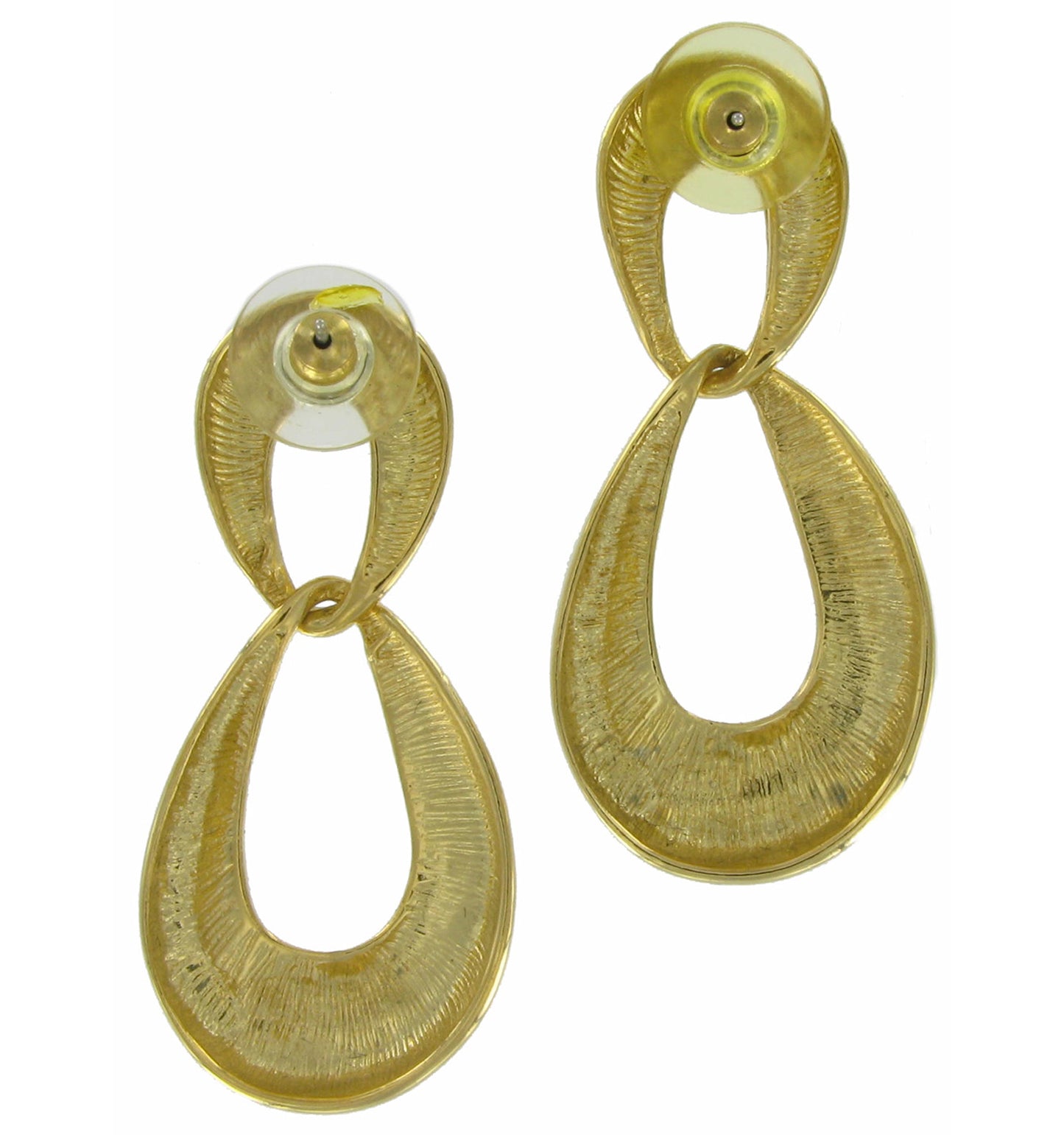 Drop Dangle Gold Tone Infinity Loop Pierced Earrings 2"