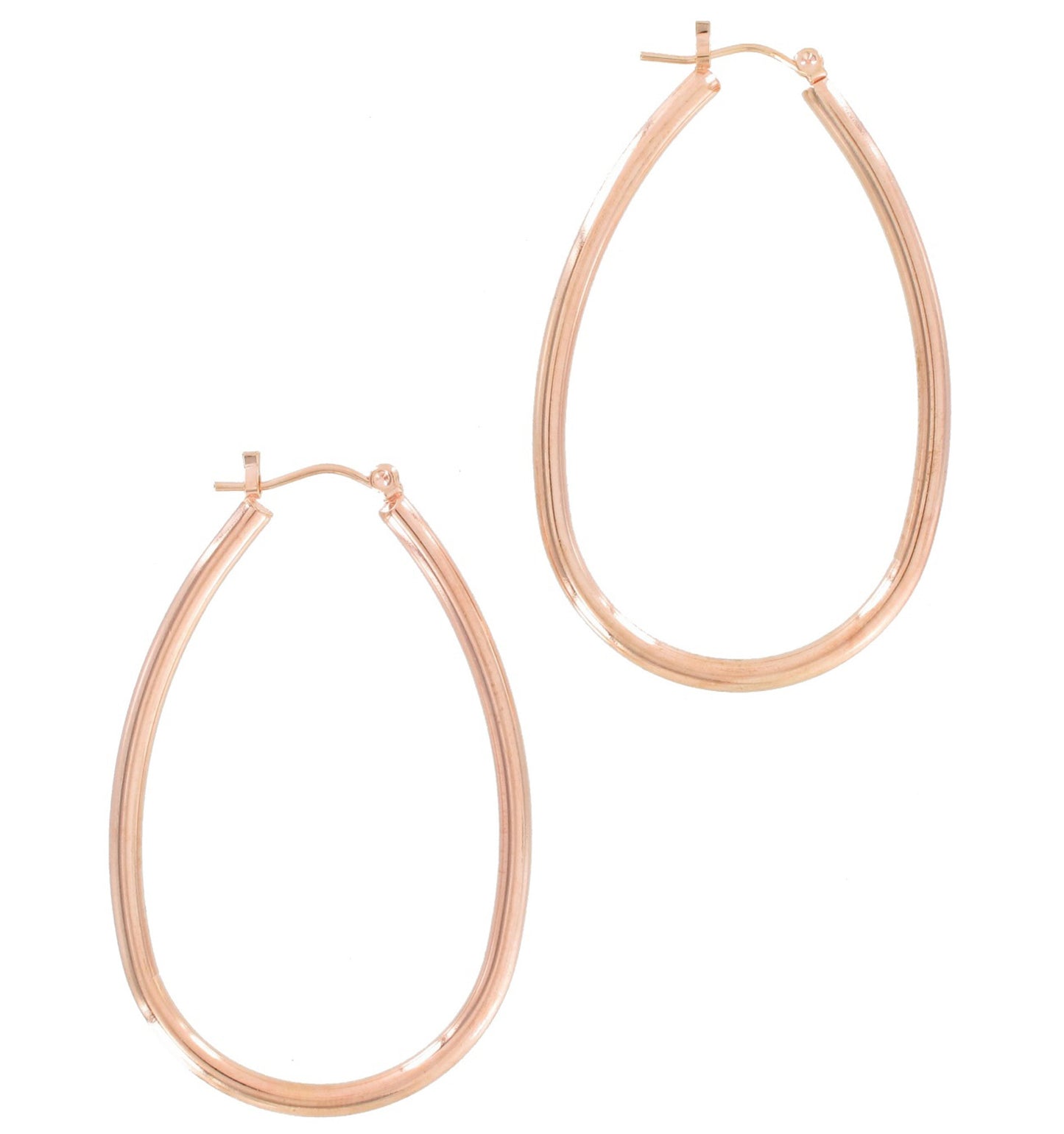 Ky & Co Rose Gold Tone Pierced Earrings Hoop Loop Large Made In USA 2 1/4"
