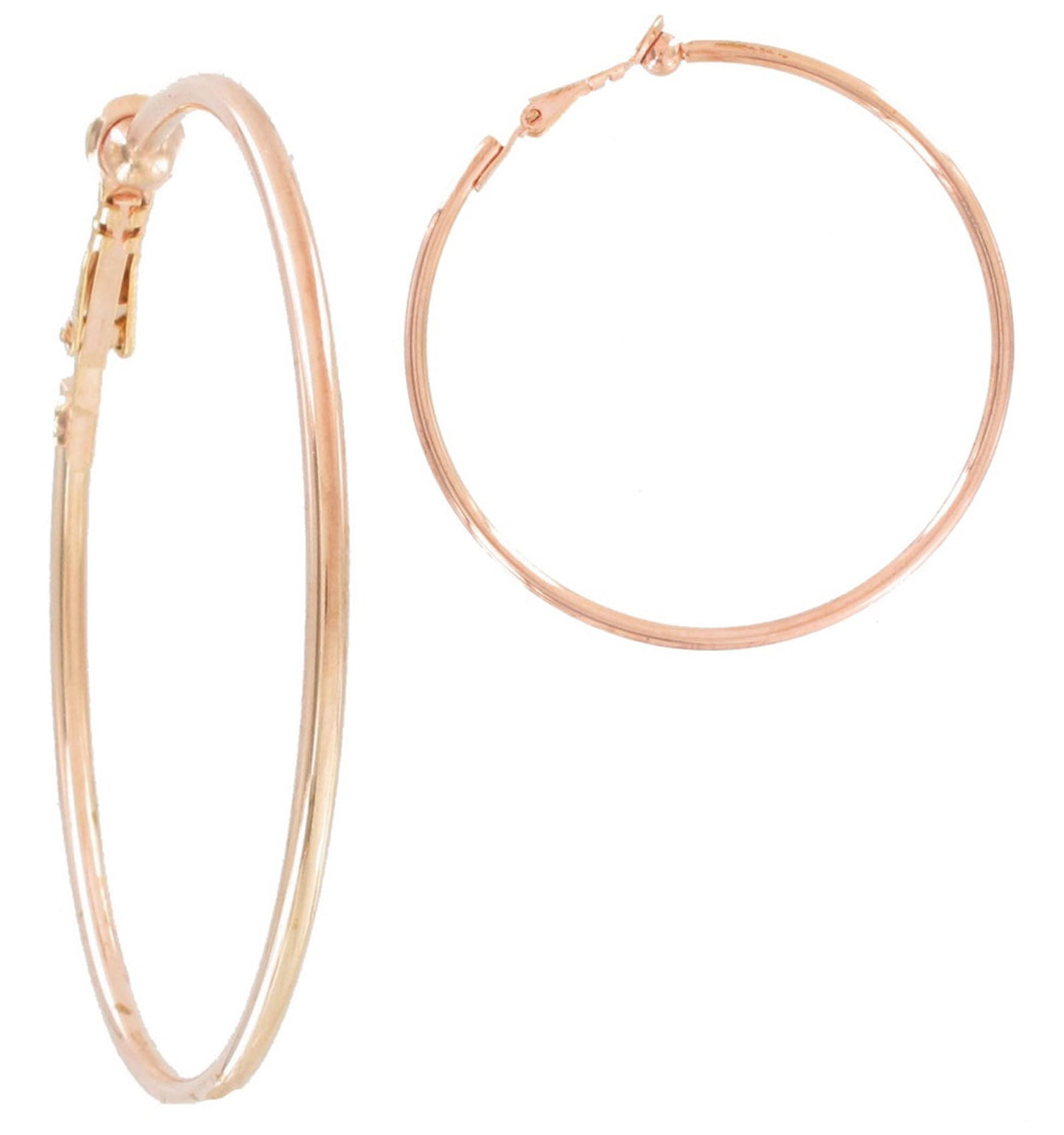 Ky & Co Rose Gold Tone Clip On Hoop Earrings USA Made 2"