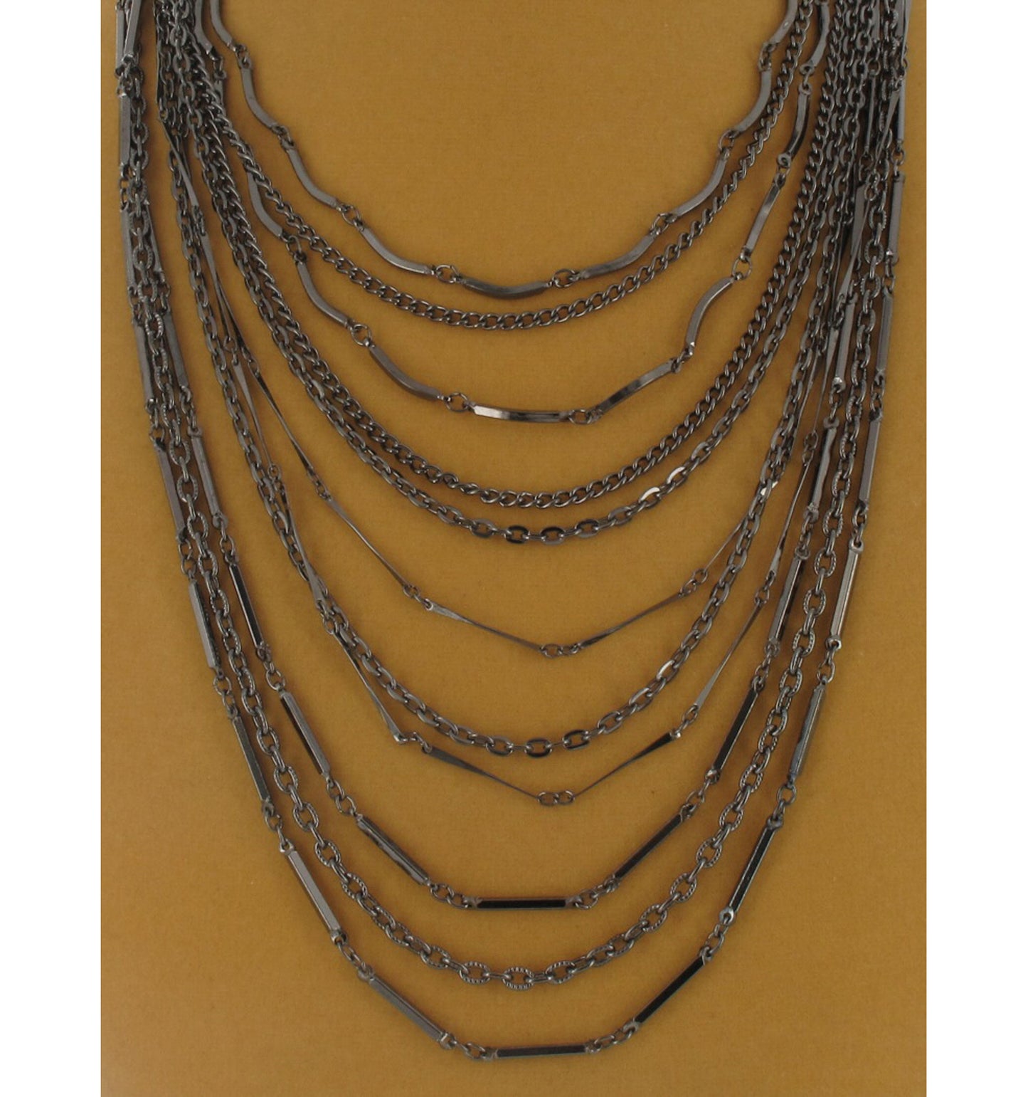 Ky & Co Gunmetal Gray Multi Strand Layered Chain Link Necklace 14" 24"
