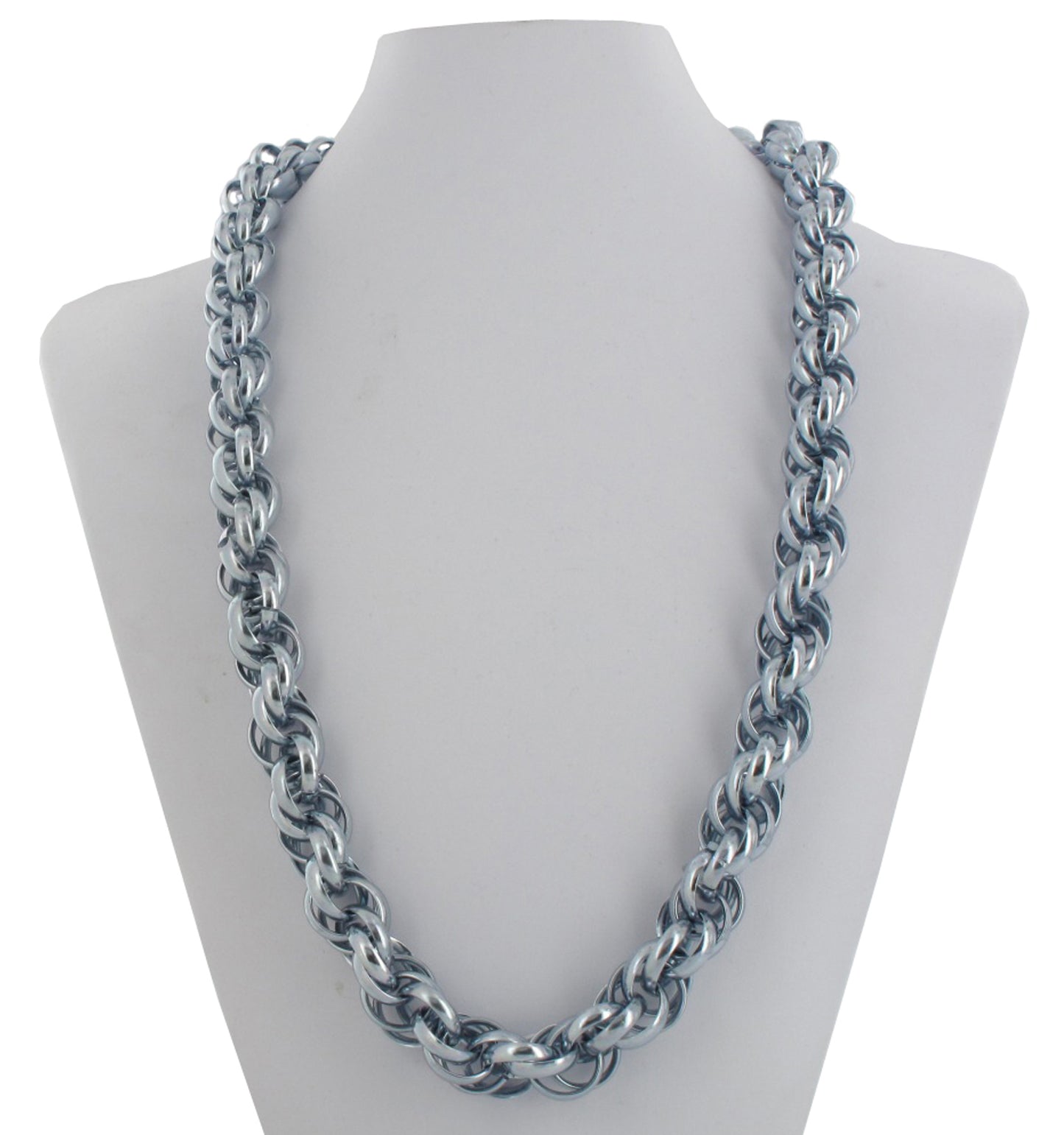 Large Oversized Rope Chain Necklace Chunky Wide Silver Tone 28"