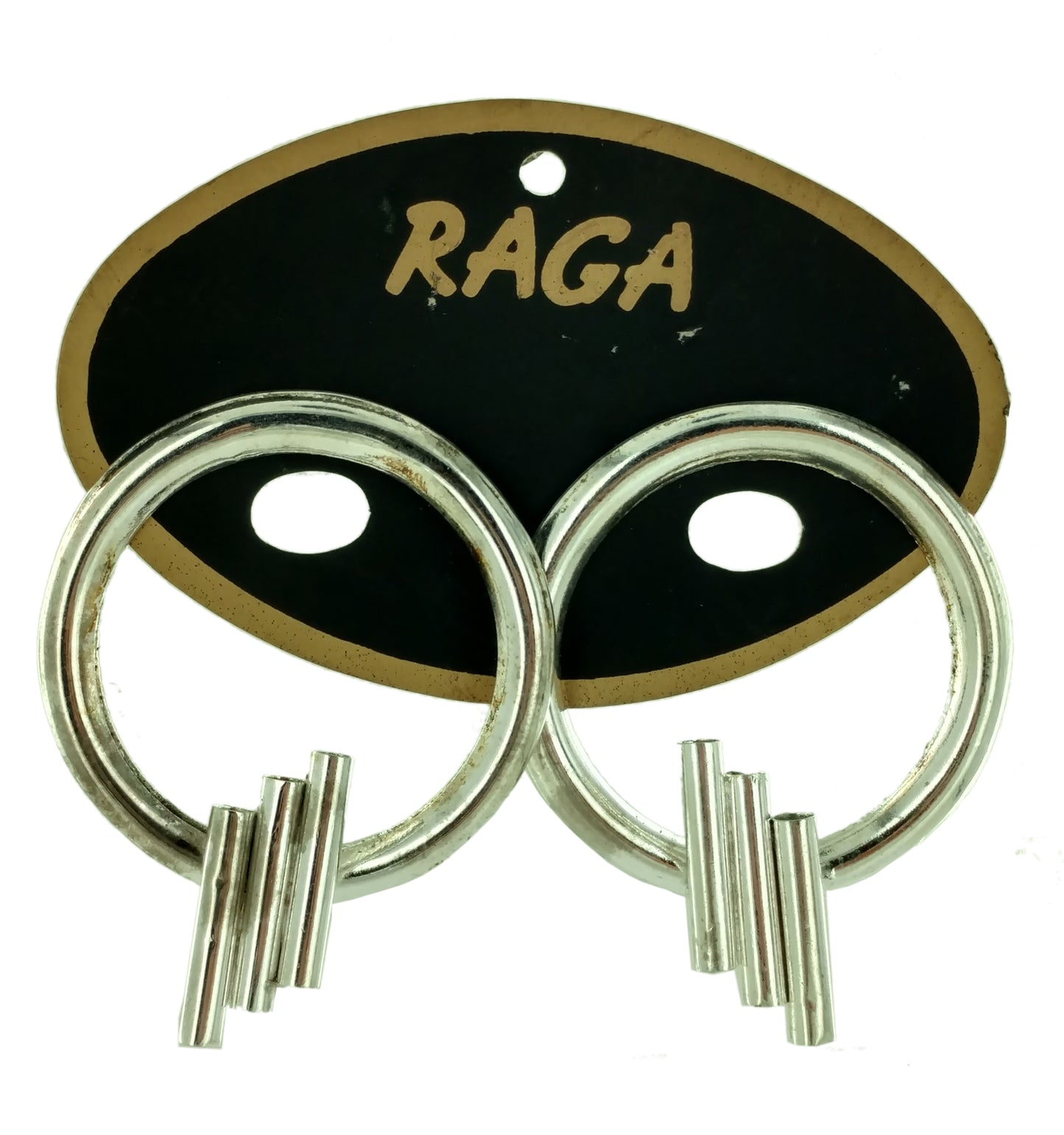 Vintage Raga Raga Silver Tone Techno Mega Statement Pierced Earrings