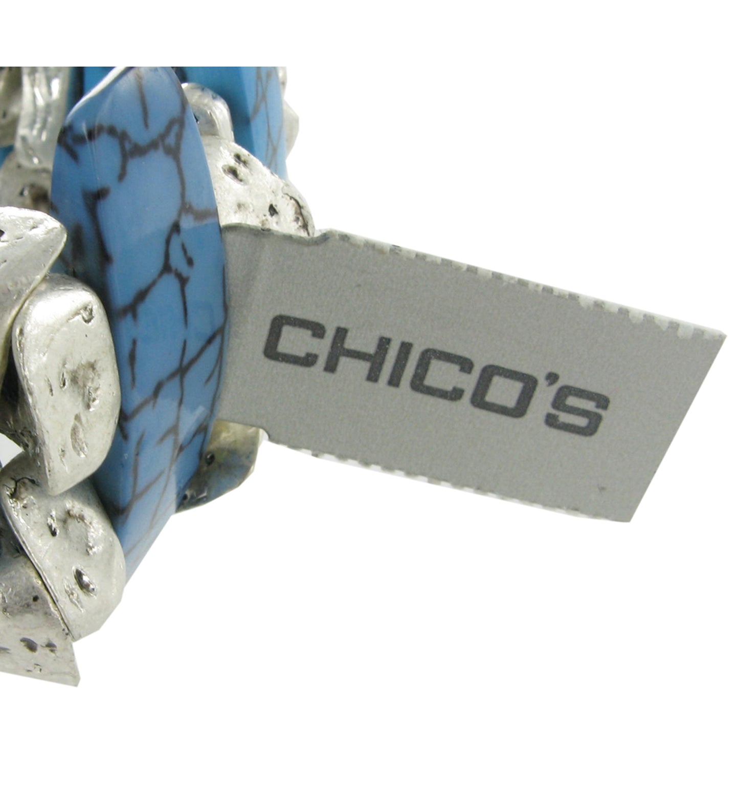 Chicos Turquoise Matrix Silver Tone Bracelet Chunky 6 1/4" $48 MSRP