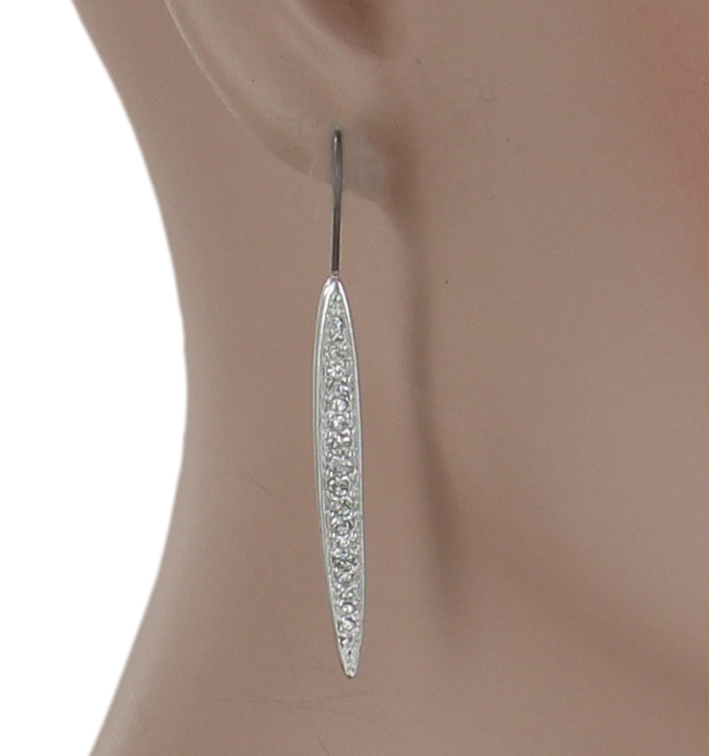 The Limited Silver Tone Pierced Earrings Rhinestone Stick Long 2"