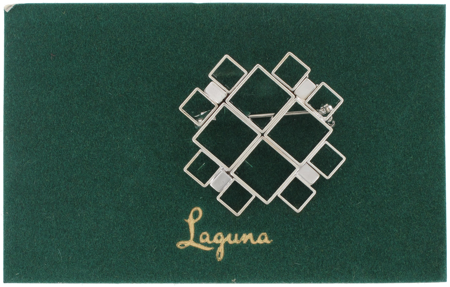 Vintage Pin Brooch Laguna Silver Tone Geometric Square Rhombus 1 3/8"