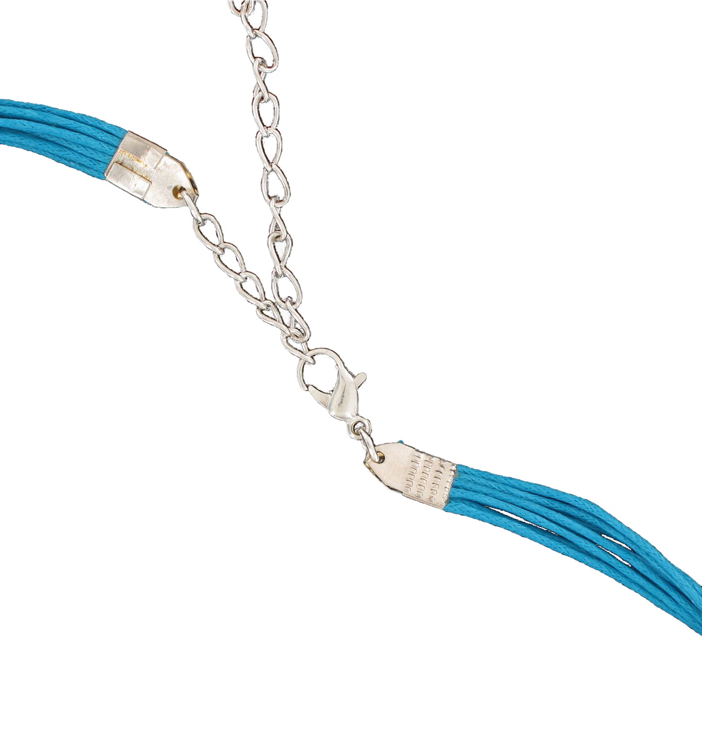 Multistrand Necklace Pendant Dual Tone Turquoise Blue Enamel Silver Tone 16-19"