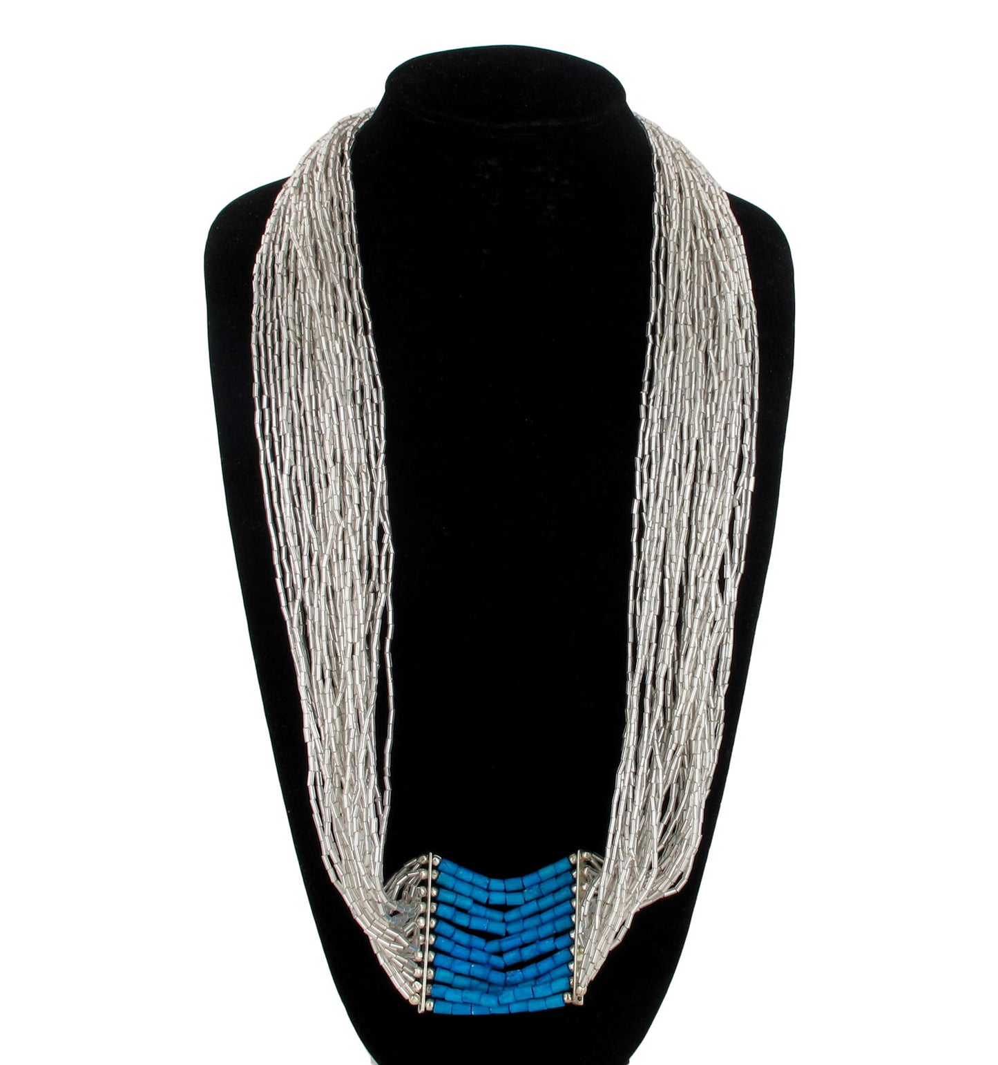 Raga Tribal Beaded Multistrand Collar Necklace Vintage 80S 33"