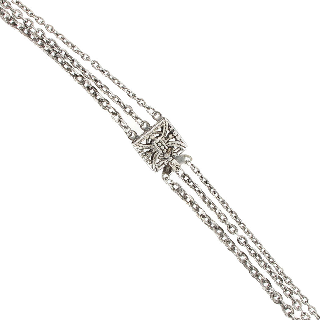 Silver Tone Chain Layered Cable Chain Multi Strand Necklace 21" Made USA