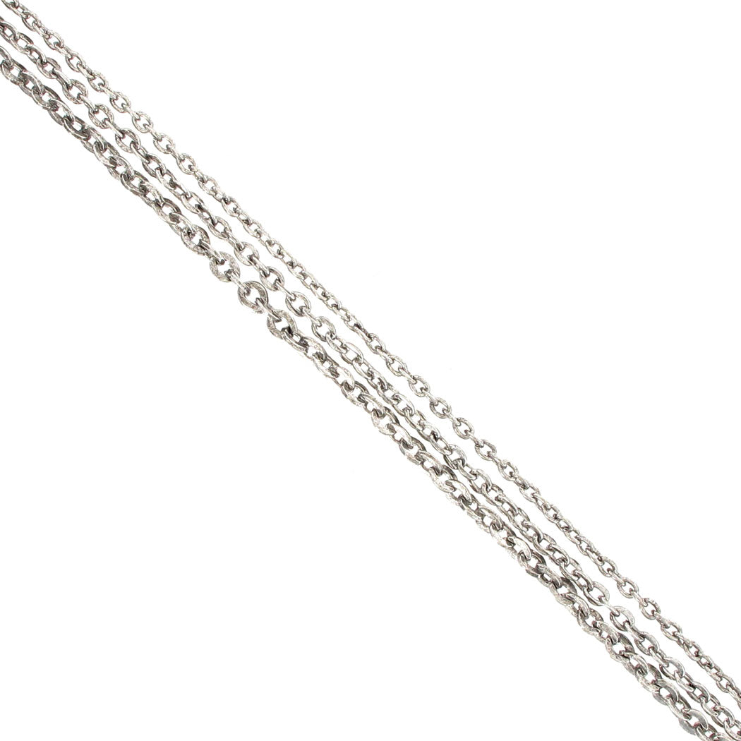 Silver Tone Chain Layered Cable Chain Multi Strand Necklace 21" Made USA