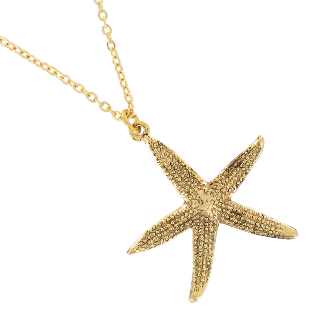 Ky & Co Starfish Pendant 1 1/8" Necklace Made in USA 18" -  Gold Tone