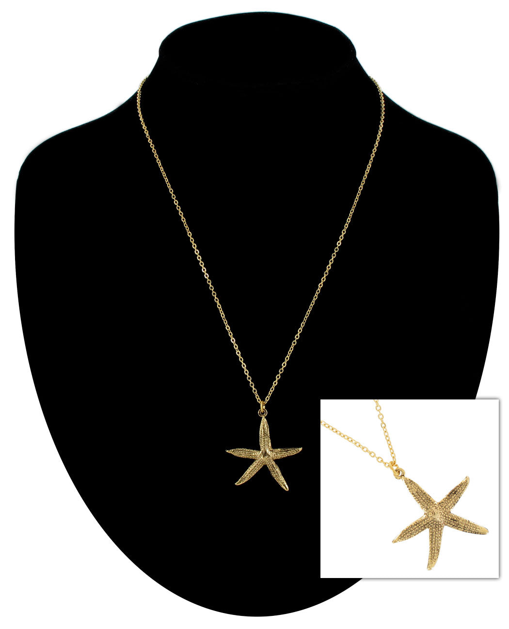 Ky & Co Starfish Pendant 1 1/8" Necklace Made in USA 18" -  Gold Tone