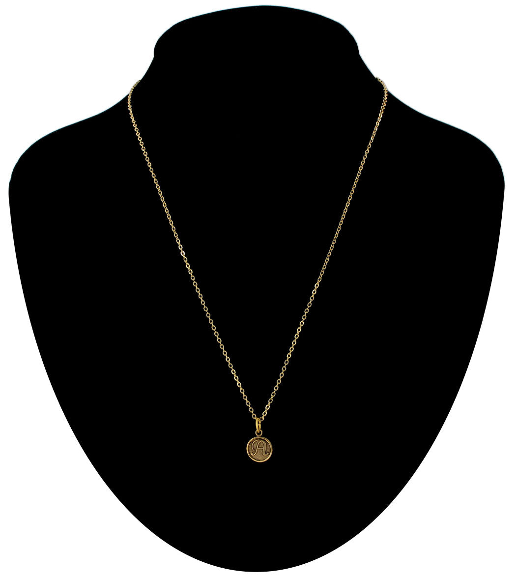 Ky & Co Gold Tone Cursive Initial "A" Charm Letter Pendant Chain Necklace 18"