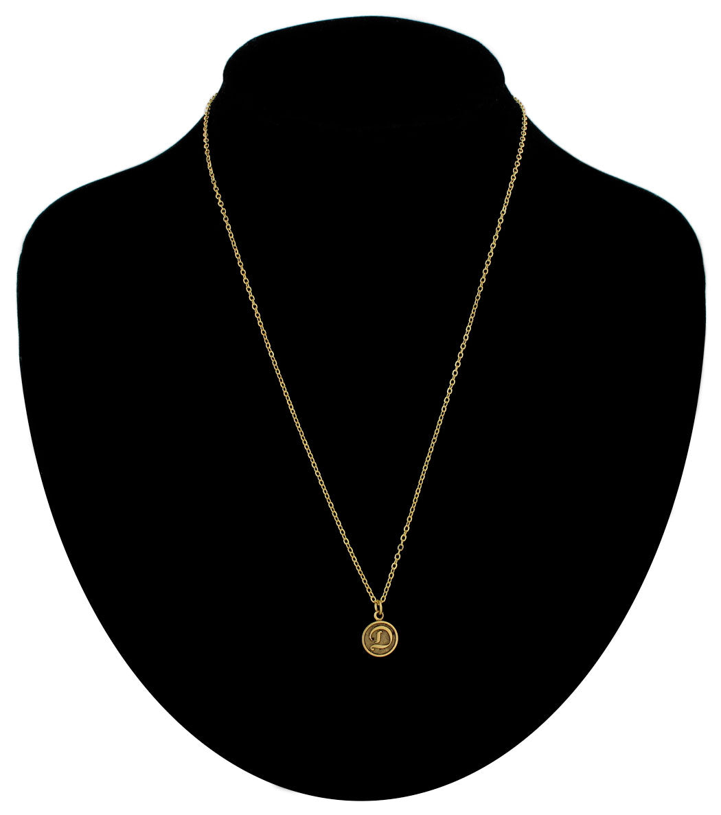 Ky & Co Made in USA Cursive Initial "D" Charm Chain Necklace 18" - Gold Tone