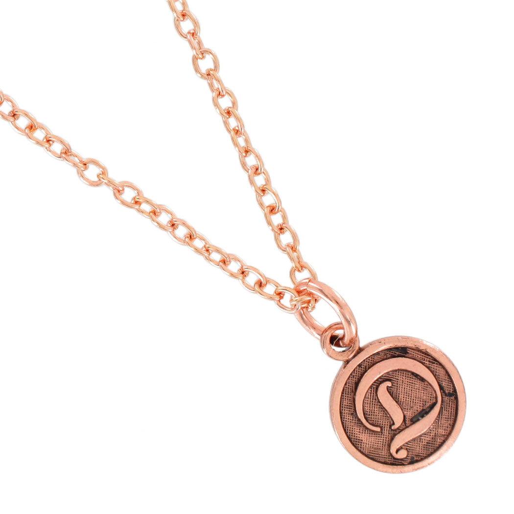 Ky & Co USA Made Rose Gold Tone Cursive Initial "D" Charm 10mm Necklace 18"