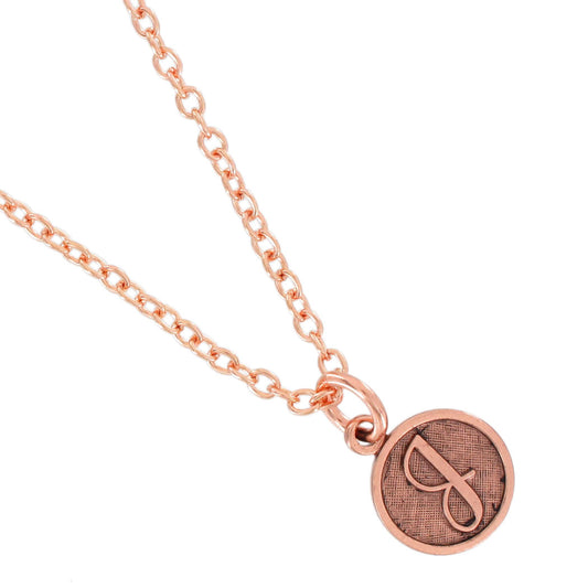 Ky & Co USA Rose Gold Tone Cursive "J" Charm Initial Letter Pendant Necklace 18"