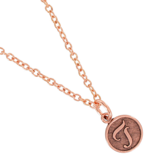 Ky & Co USA Made Rose Gold Tone Cursive Initial "T" Charm 10mm Necklace 18"