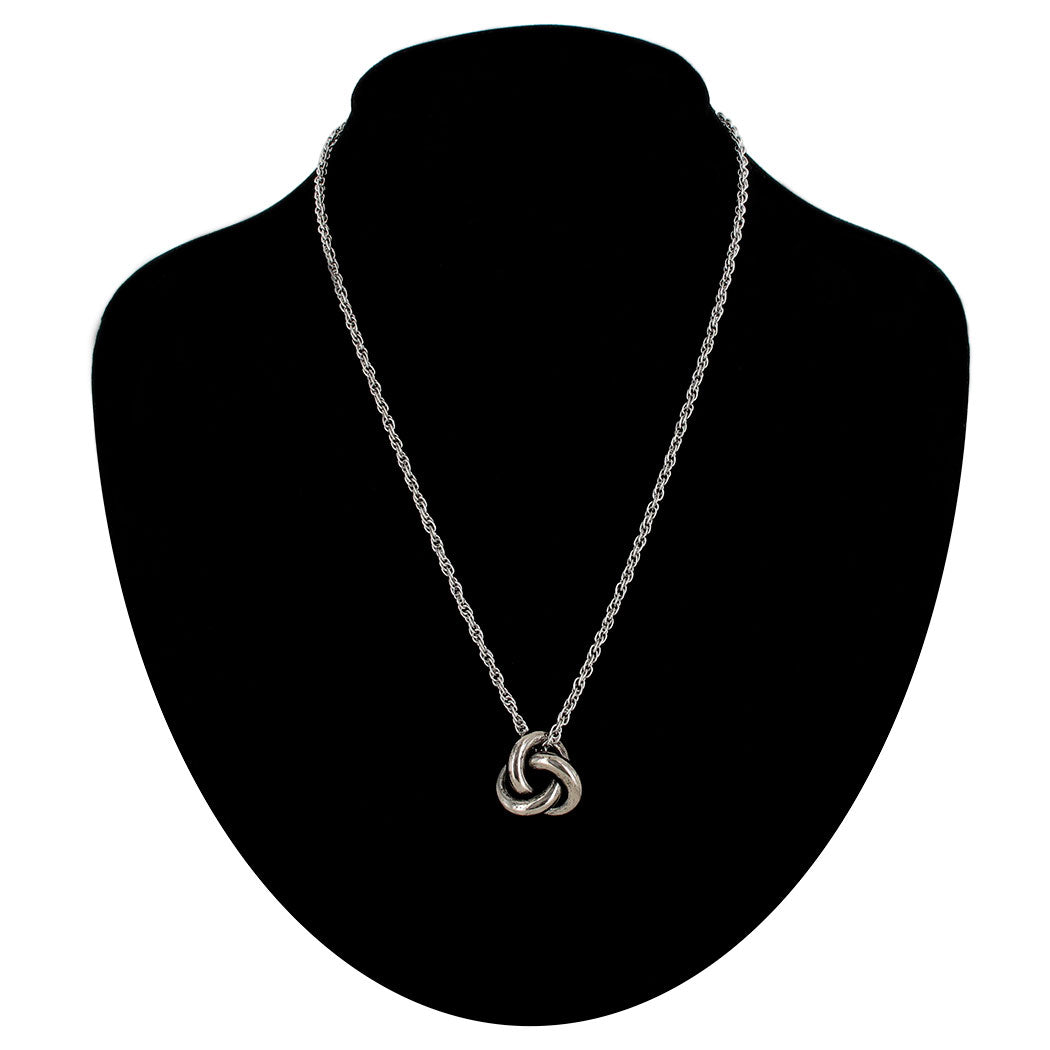Ky & Co Made in USA Knot Pendant Charm  Rope Chain Necklace 18" - Silver Tone