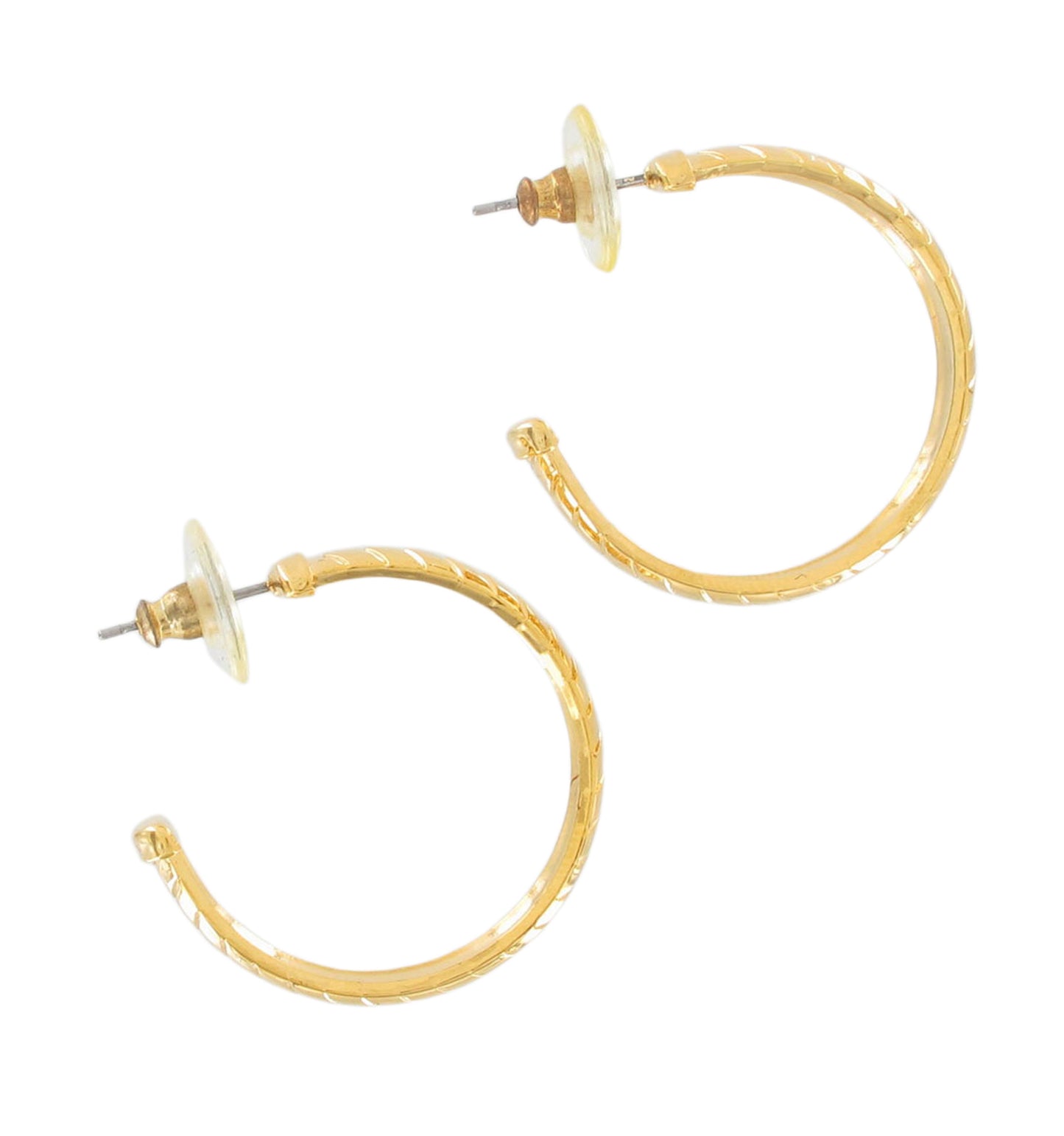 Pierced Earrings Omega Chain Look Hoop 1 1/8" Gold Tone