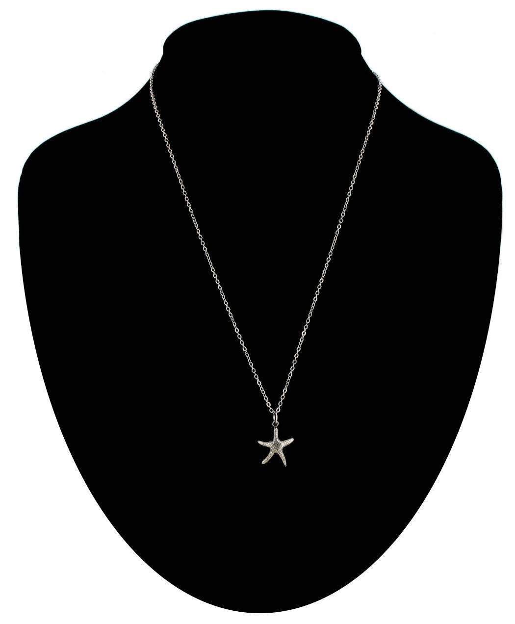 Ky & Co USA Made Silver Tone Starfish Nautical Beach Pendant 1/2" Necklace 18"