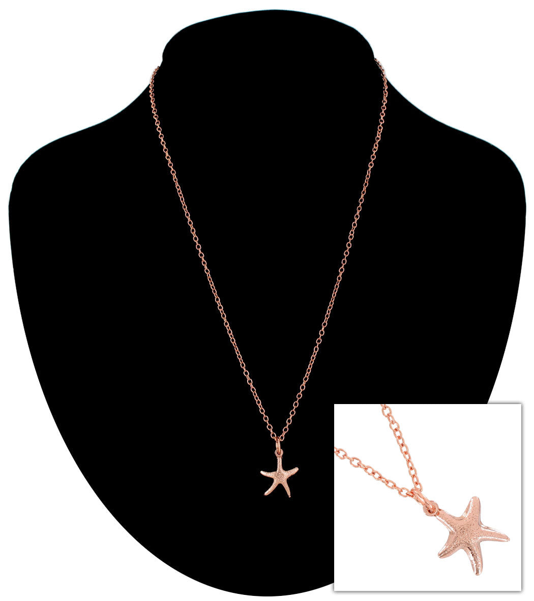 Ky & Co Made in USA Starfish Nautical Charm Pendant Necklace 18" Rose Gold Tone