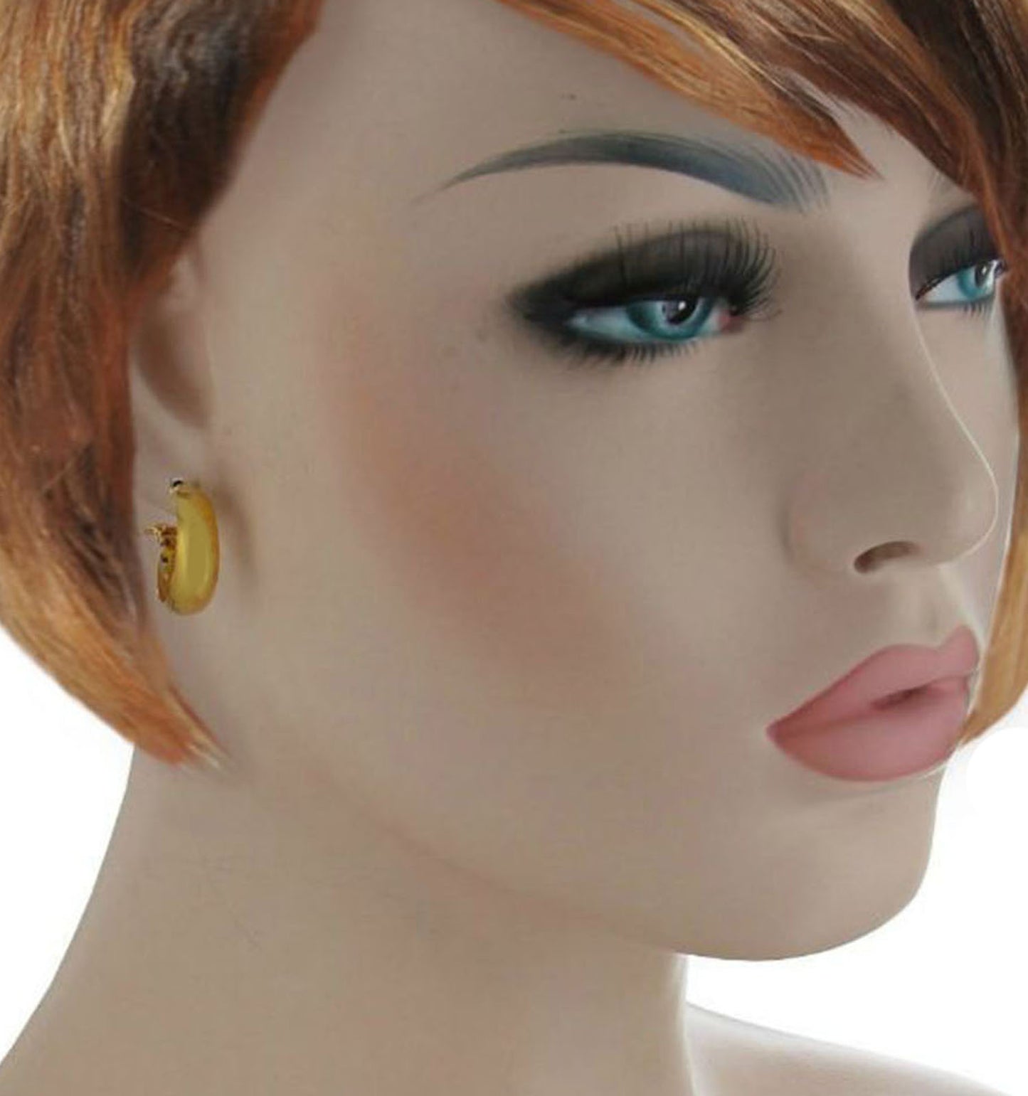Pierced Earrings Hoop Yellow Gold Tone 3/4" Lightweight