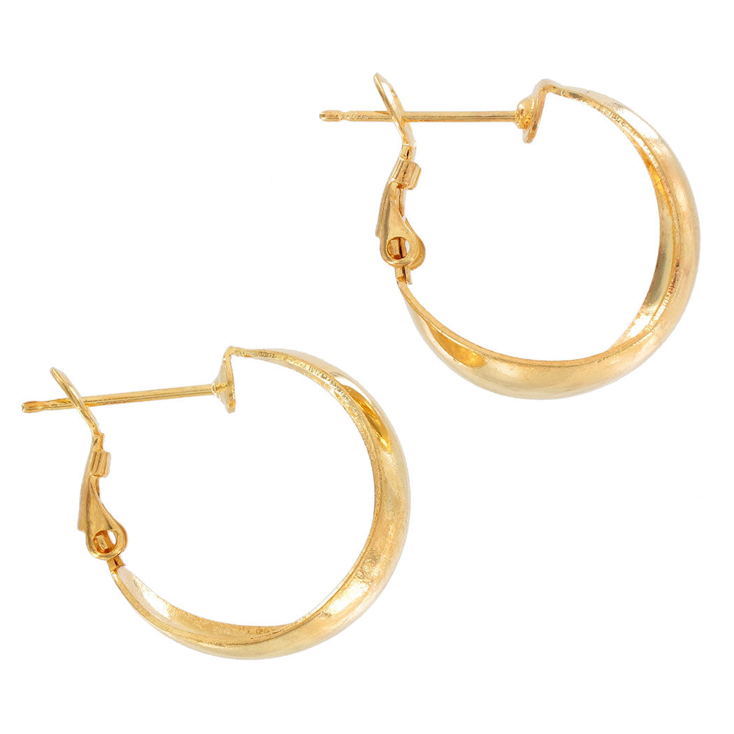 Pierced Earrings Hoop Yellow Gold Tone 3/4" Lightweight