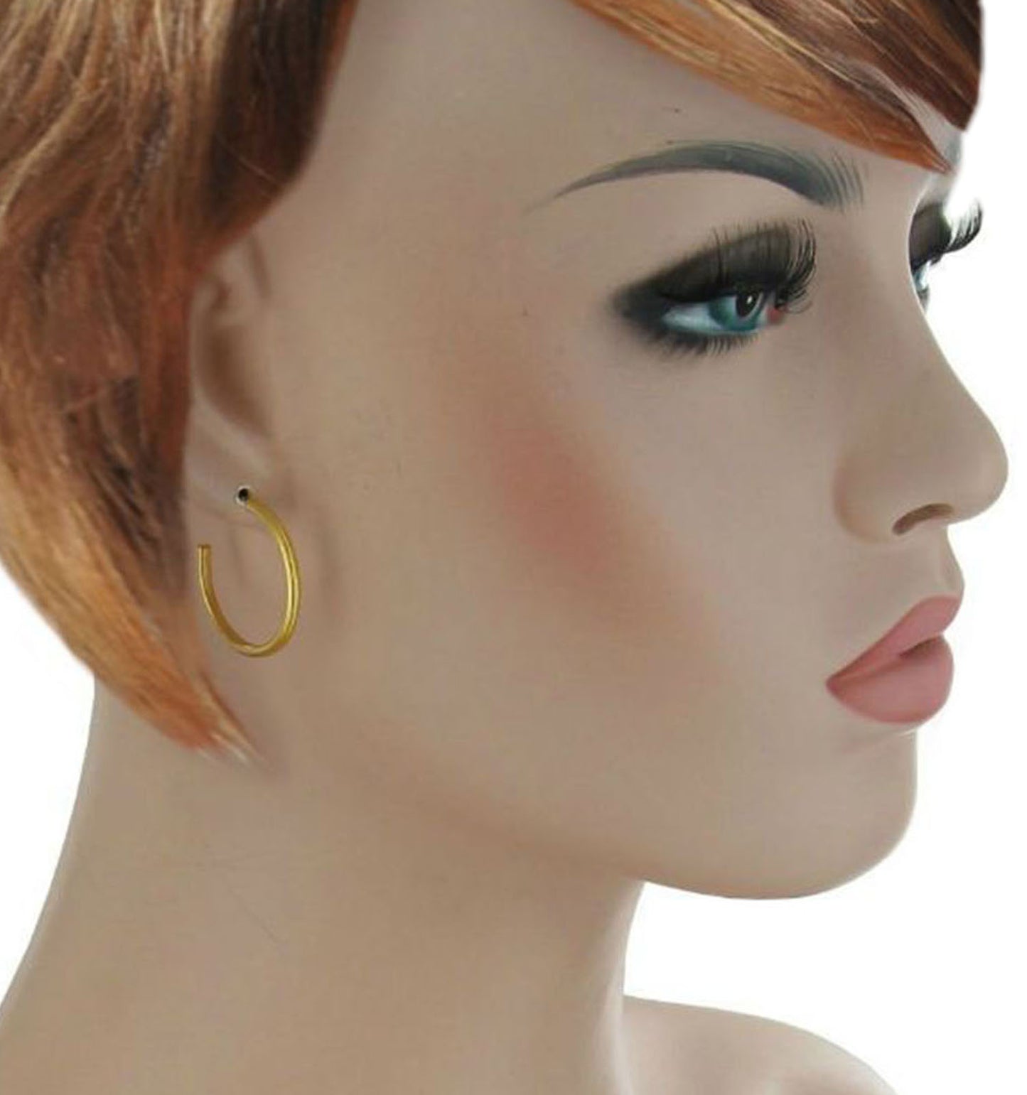Classic Thin Round Hoop Earrings 1" - Gold Tone
