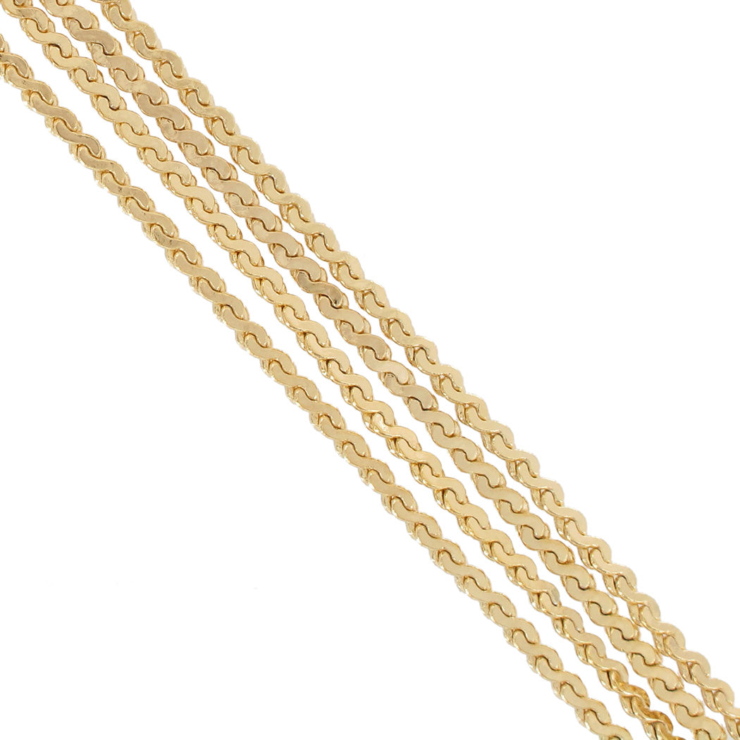 Ky & Co Five Strand Serpentine Chain Necklace Gold Tone 24" USA Made