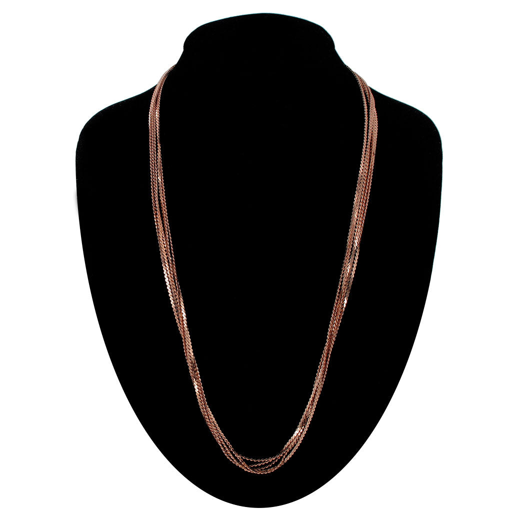 Ky & Co Made in USA Five Strand Serpentine Chain Necklace 24" - Rose Gold Tone