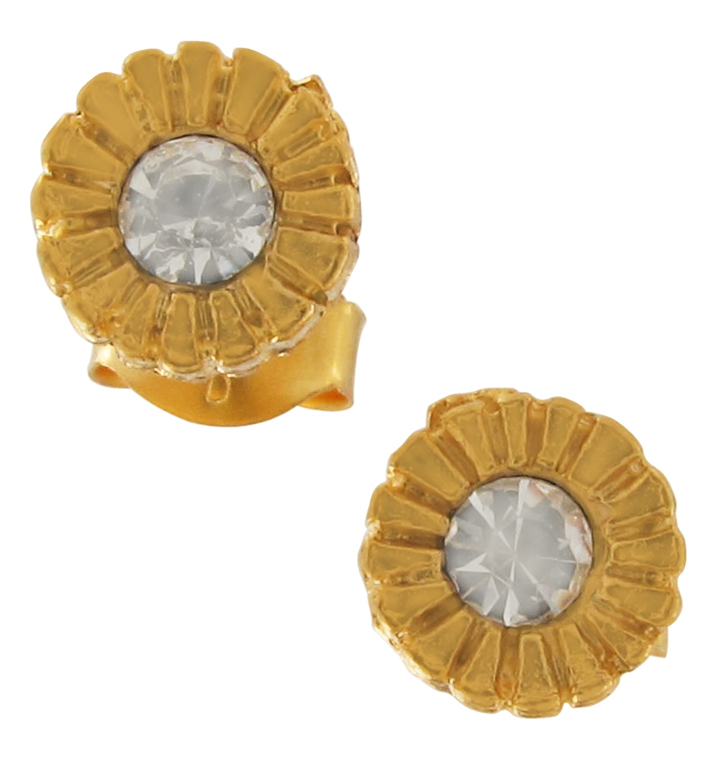 Classic Small Stud Hypoallergenic Pierced Earrings Gold Tone Crystal