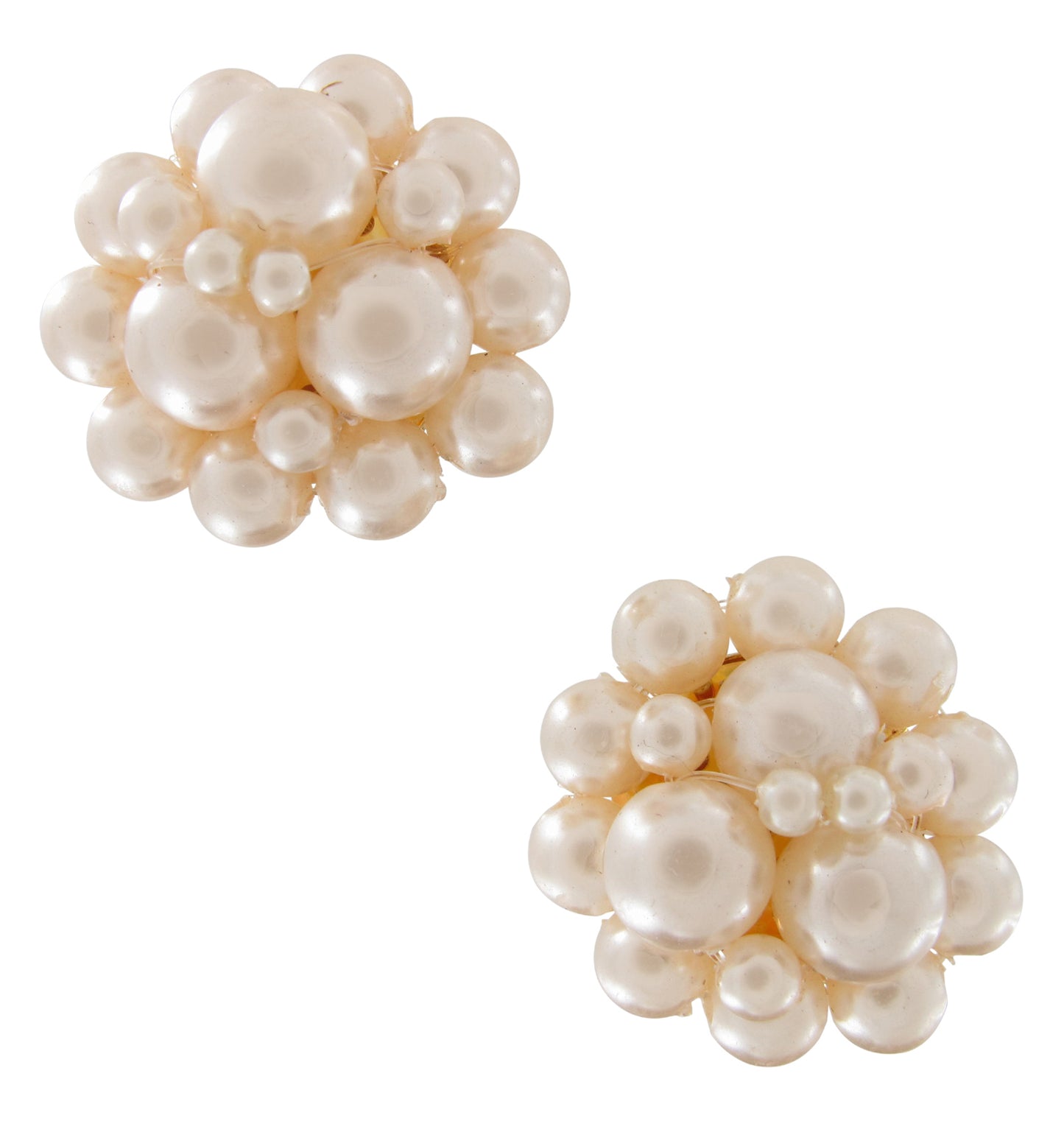 Classic Faux Pearl Beaded Cluster Clip On Earrings