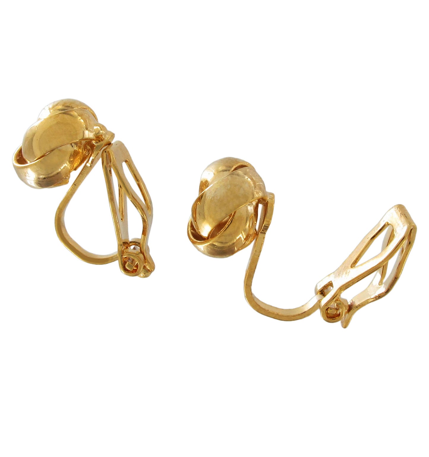 Gold Tone Twisted Love Knot Clip Earrings Small