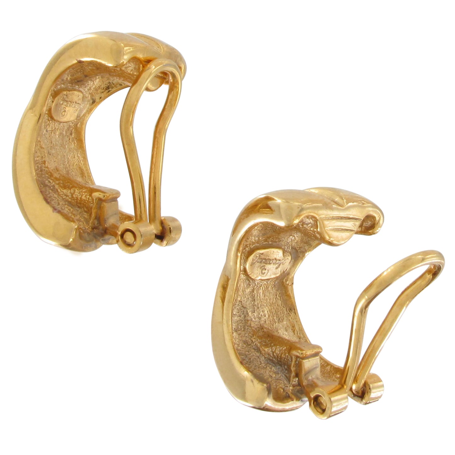 Gold Tone Danecraft Crossed Stripe X Kisses Clip Earrings 1/2"