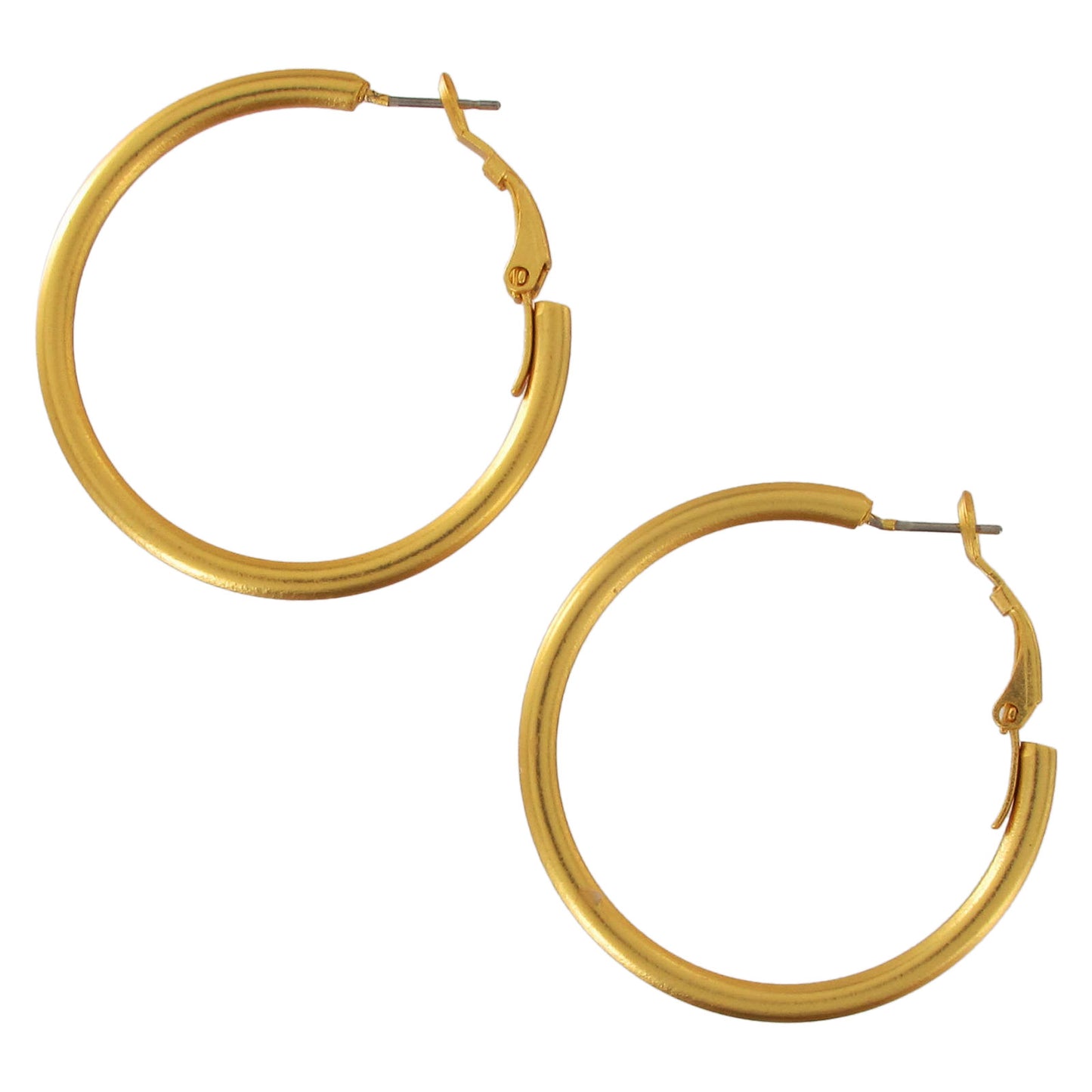 Classic Matte Gold Tone Solid Hoop Earrings For Women Fashion Jewelry 1 3/8"